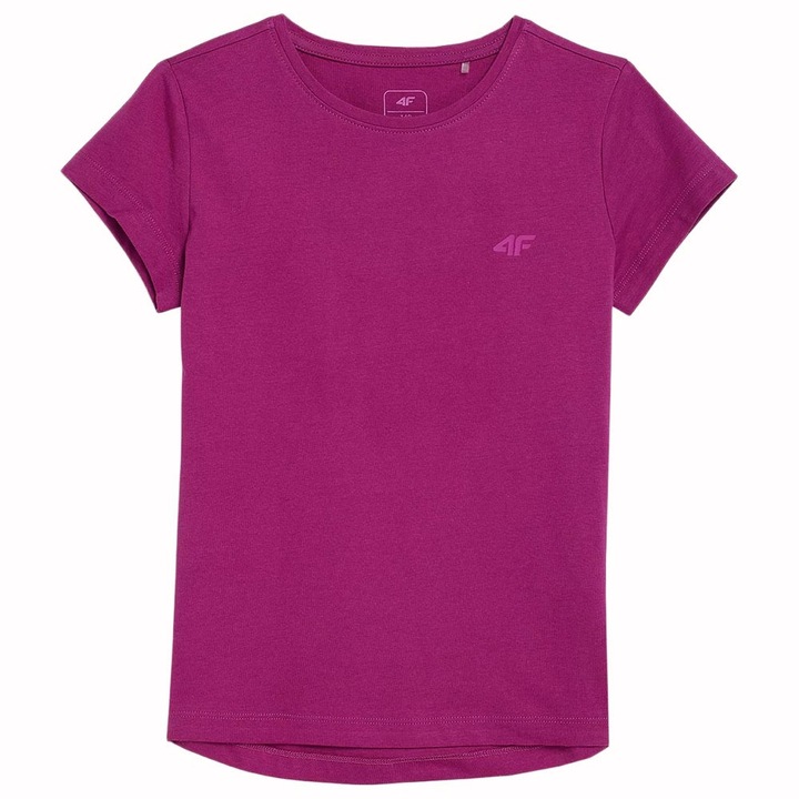 Tricou copii 4F, croiala regulata, decolteu rotund, bumbac, Violet