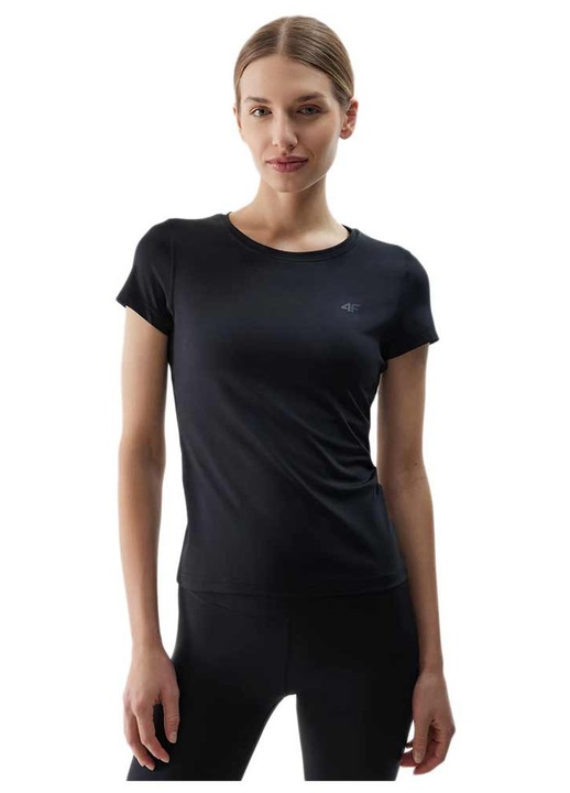Tricou dama 4F, maneca scurta, uscare rapida, negru, poliester-elastan