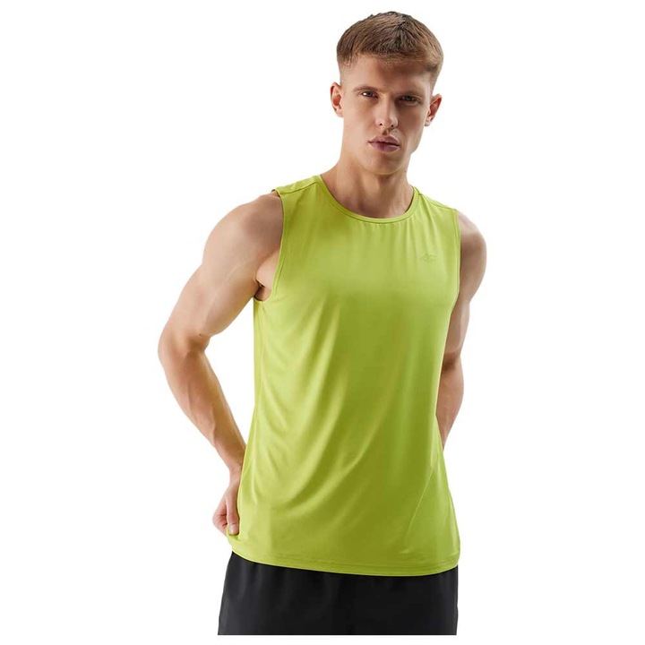 Maiou sport barbati 4F, decolteu rotund, verde, poliester-elastan, S INTL