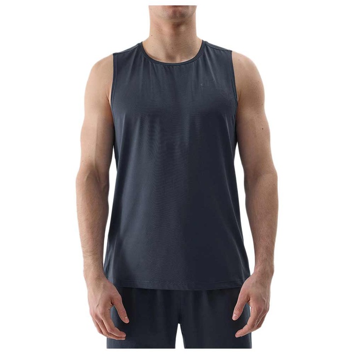 Maiou sport barbati 4F, decolteu rotund, albastru inchis, poliester-elastan