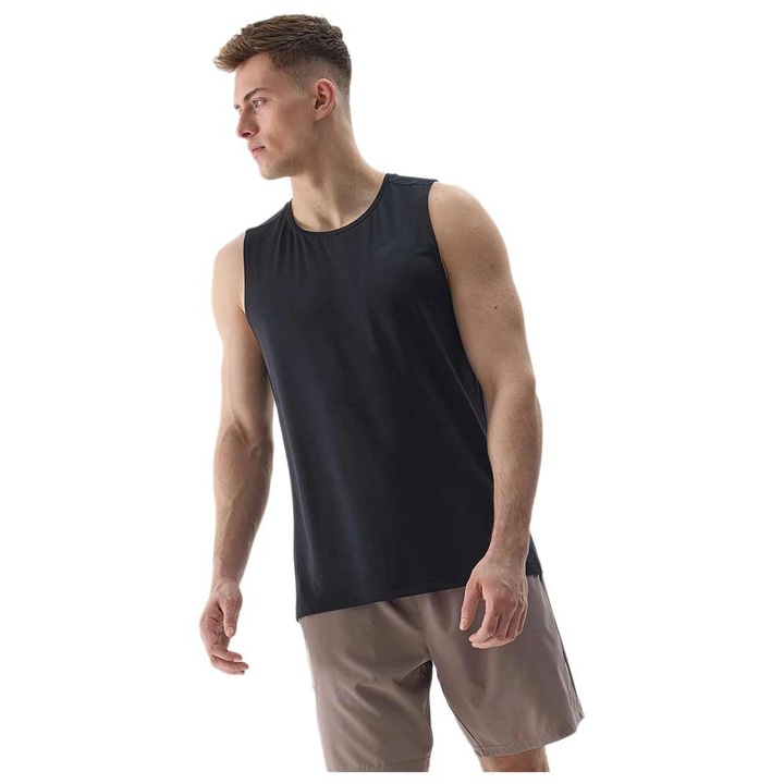 Maiou sport barbati 4F, negru, poliester, decolteu rotund, S INTL