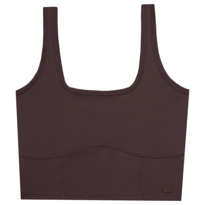 Top scurt 4F, croiala slim, elastic, poliamida, pentru femei, maro