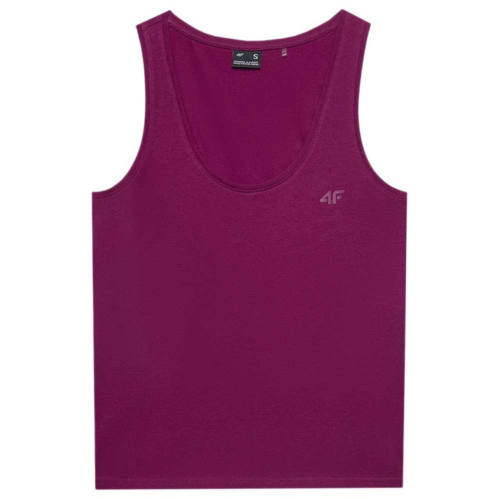 Maiou sport dama 4F, slim fit, design clasic, decolteu rotund, bumbac-elastan, violet