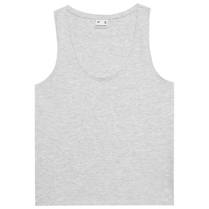 Maiou sport dama 4F, slim fit, design clasic, decolteu rotund, gri, bumbac-elastan