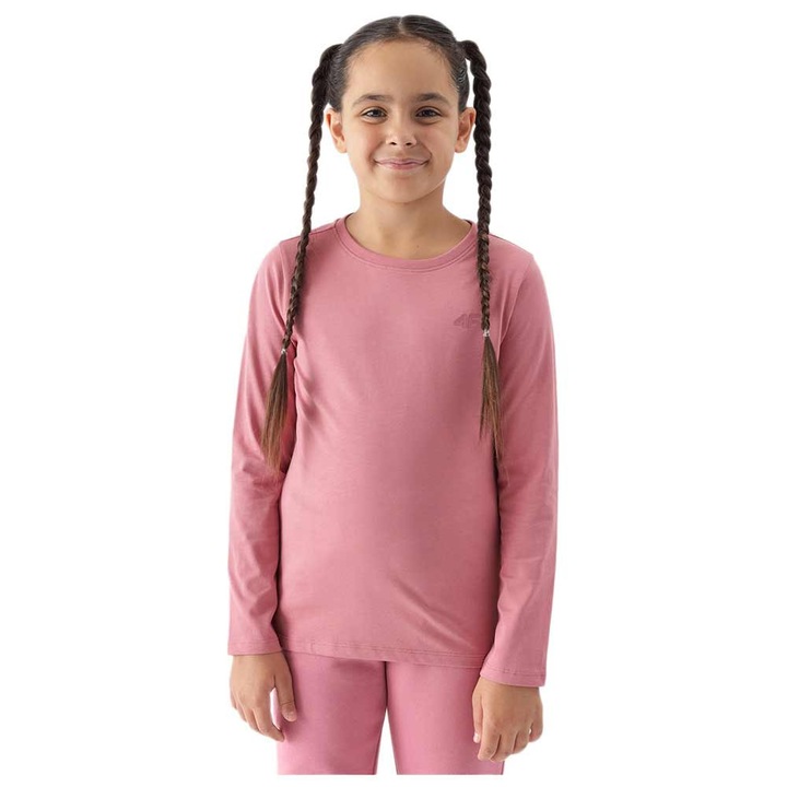 Bluza cu maneca lunga pentru copii 4F 4FJWMM00TLONF318, bumbac, roz