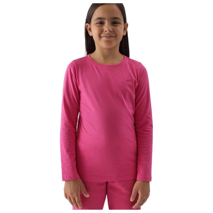 Bluza cu maneca lunga pentru copii 4F 4FJWMM00TLONF318, bumbac, fucsia