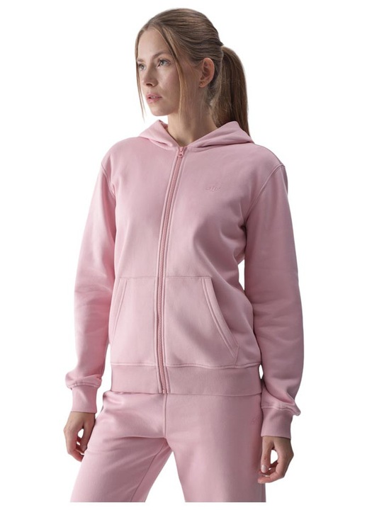 Hanorac 4F dama, roz, bumbac si poliester, gluga integrata