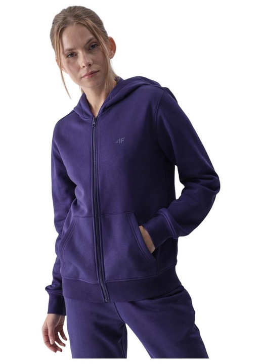 Hanorac dama 4F, gluga, violet, bumbac/poliester