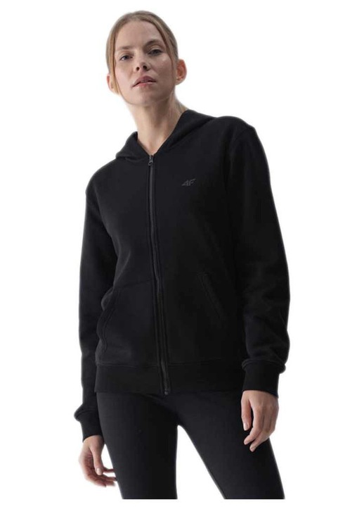 Hanorac dama 4F, negru, bumbac si poliester, gluga integrata, L INTL