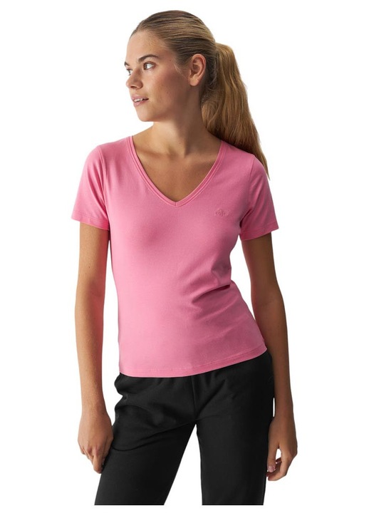 Tricou dama 4F, mulat, bumbac/elastan, roz