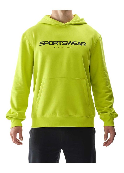 Hanorac barbati 4F, gluga integrata, buzunar tip cangur, galben, bumbac si poliester