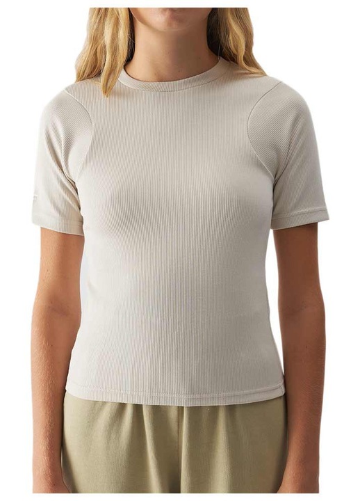 4F női póló, melange, poliészter/modál, fehér, XL INTL