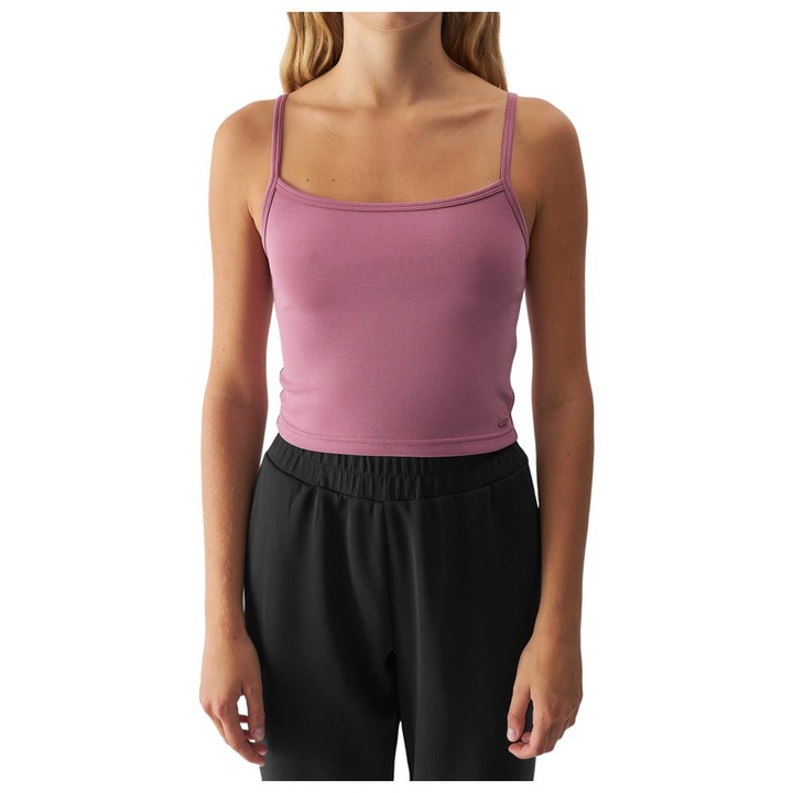 Maiou sport dama 4F, slim, bretele subtiri, roz, poliester-modal-elastan