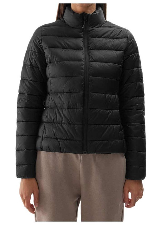 Jacheta de puf 4F, neagra, poliamida, hidrofuga, cu buzunare, pentru femei