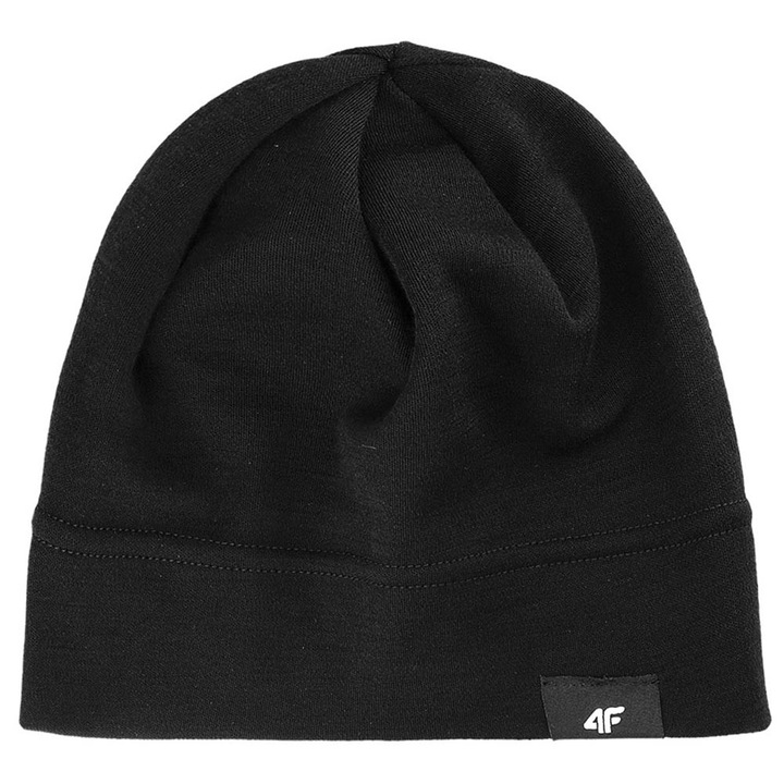 Caciula sport barbati 4F, lana merino, antibacteriana, marime unica, negru