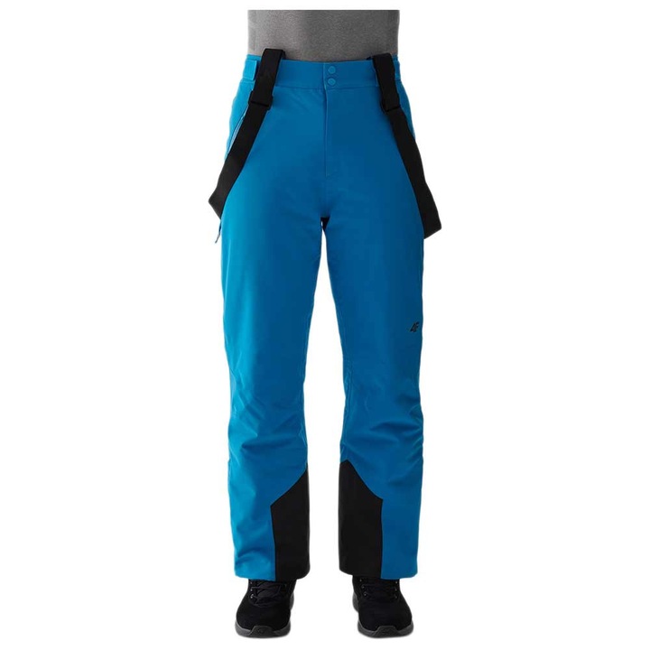 Pantaloni pentru schi 4F 4FWAW24TFTRM0775, impermeabili, cu bretele detasabile, poliester, albastru