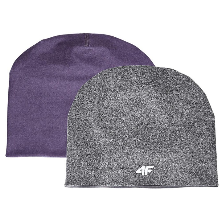 Caciula sport barbati 4F, poliester/elastan, gri/mov, S/M