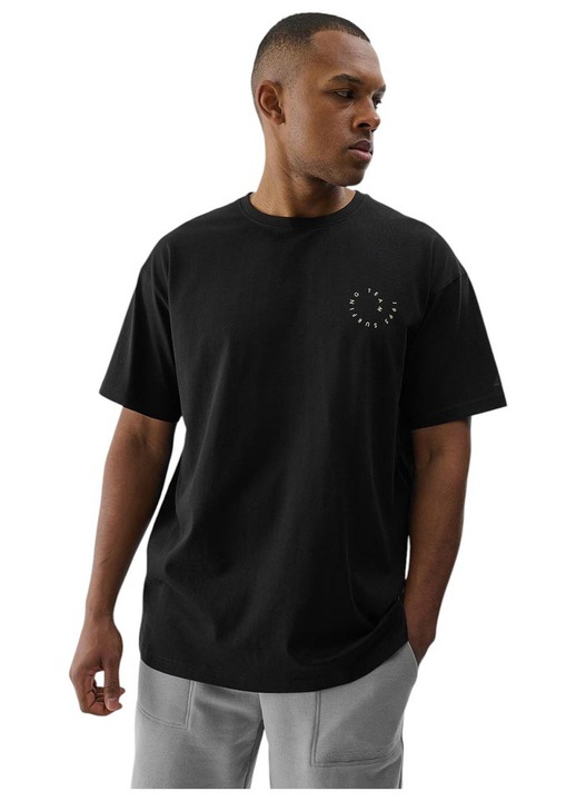 Tricou barbati 4F, camasa cu maneca scurta, negru, bumbac