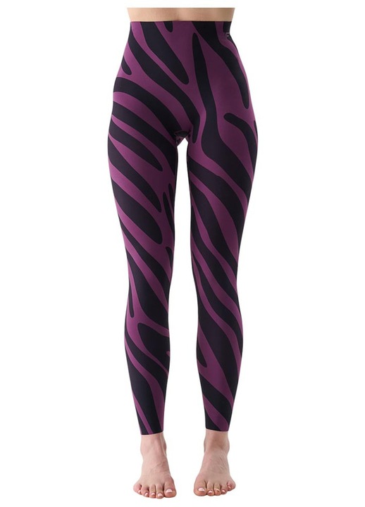 Colanti functionali 4F, slim, talie inalta, negru/visiniu, material elastic