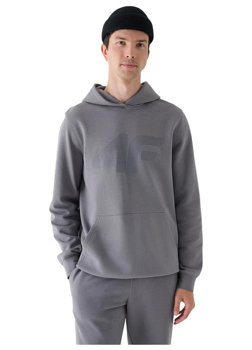 Hanorac barbat 4F, croiala regulata, gluga integrata, gri, bumbac si poliester, M INTL