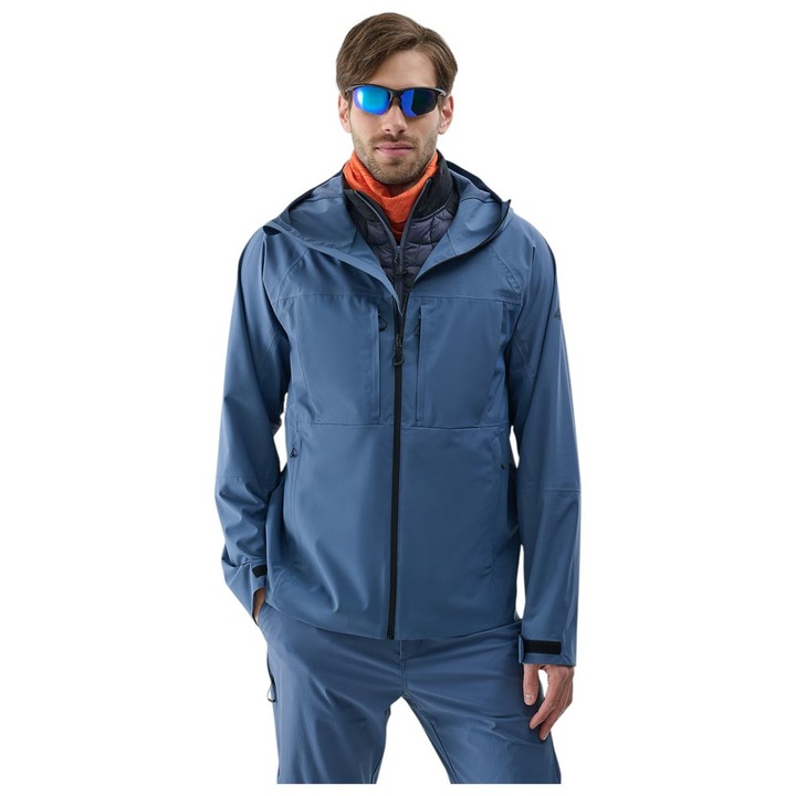 Jacheta tehnica 4F barbati, impermeabila, respirabila, albastra, poliester