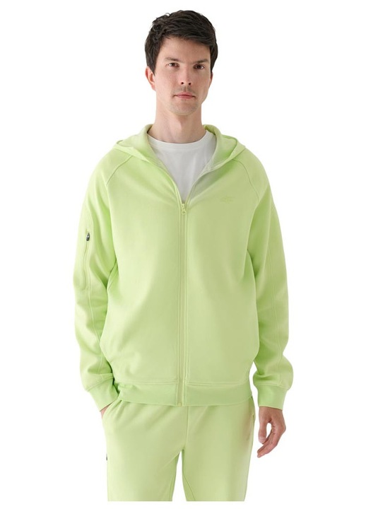 Hanorac barbati 4F, gluga integrata, bumbac/poliester/elastan, verde