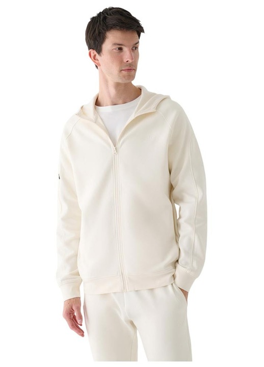 Hanorac barbati 4F, gluga integrata, bumbac/poliester/elastan, crem