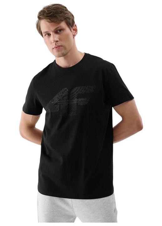 Tricou barbati 4F, maneca scurta, negru, bumbac, croiala regulata