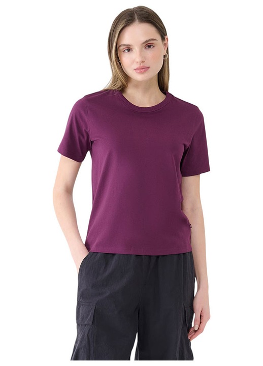 Tricou dama 4F, croiala regulata, decolteu rotund, bumbac, mov