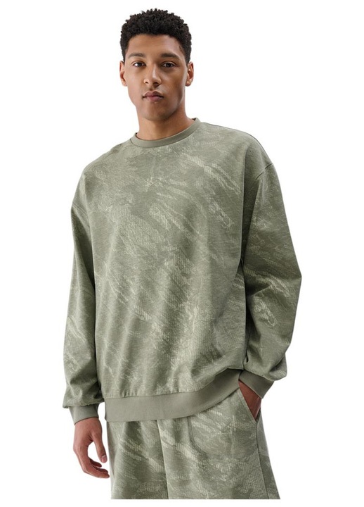 Bluza barbati 4F, croiala regulata, garnituri elastice, French terry, verde