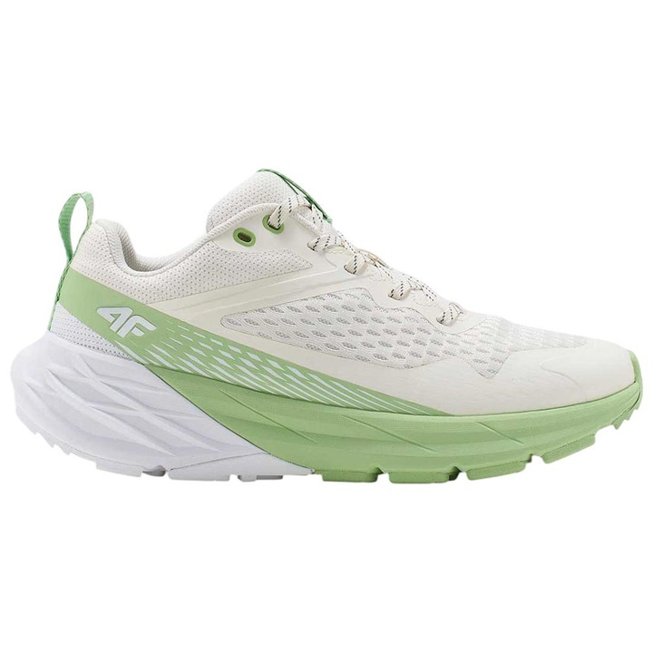 Pantofi sport dama 4F Speed Hiker, alb, TPU si plasa, design Gorpcore, talpa cauciuc cu crampoane, 36 EU