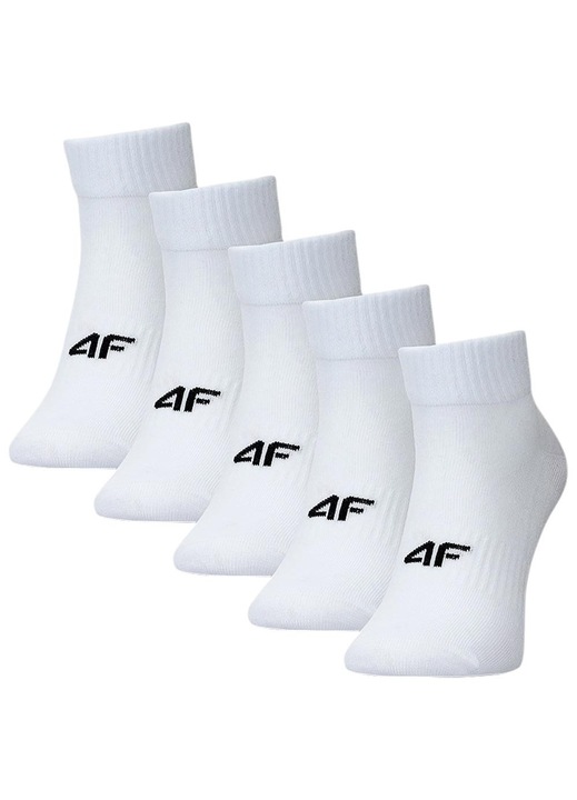 Set 5 perechi de sosete pentru barbati, 4F, Bumbac, Alb, 39-42 EU