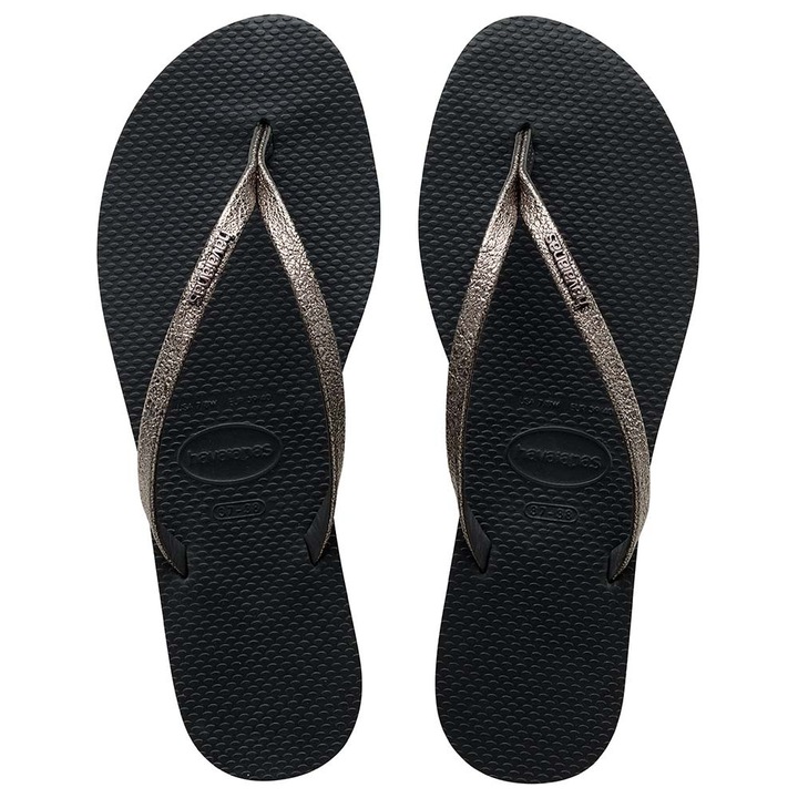 Slapi dama Havaianas You Shine, antiderapanti, rezistenti la apa, negru, cauciuc