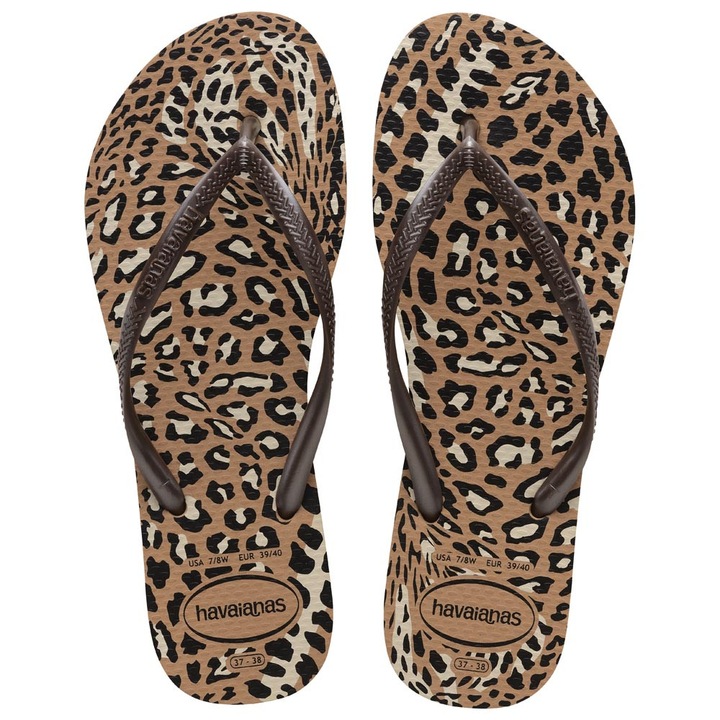 Slapi Havaianas Slim Animals, confortabili, antiderapanti, maro, cauciuc, 37-38 EU