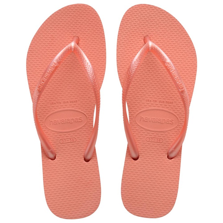 Slapi Havaianas Slim, roz, cauciuc, antiderapanti, rezistenti la apa si caldura