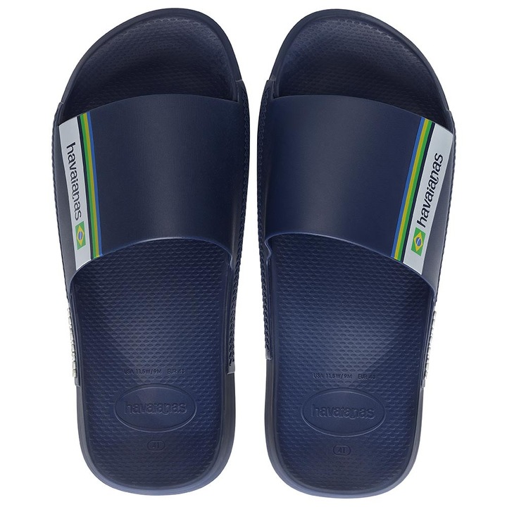 Slapi barbati Havaianas Slide Brasil, antiderapanti, rezistenti la apa, PVC, albastru, 40 EU