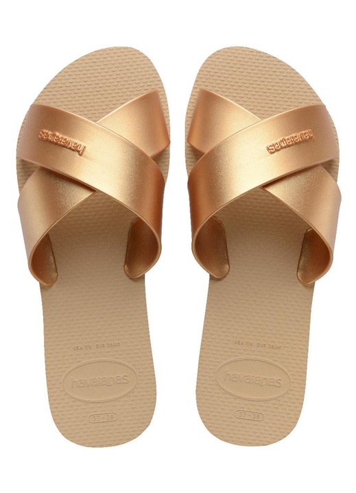 Дамски чехли Havaianas Aqua Metallic, удобни, златни, каучук, 39-40 EU