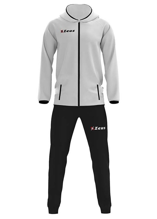 Set trening barbati Zeus, jacheta cu gluga, elastic la pantaloni, gri/negru, poliester