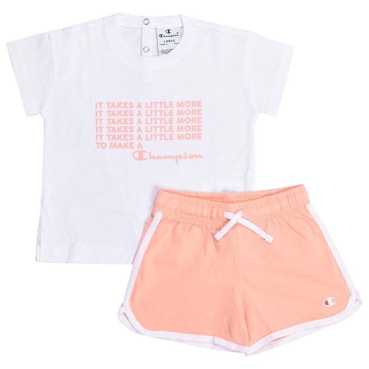 Echipament copii, Champion, decolteu rotund, imprimeu frontal, 100% bumbac, 74 CM