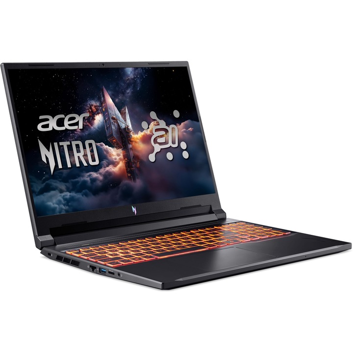 Лаптоп Acer Nitro V16 AI ANV16-42-R4CR с AMD Ryzen 7 260 (3.8/5.1GHz, 16M), 16 GB, 1TB M.2 NVMe SSD, NVIDIA RTX 5070 8GB GDDR7 DLSS 4, Windows 11 Pro ESD, Черен