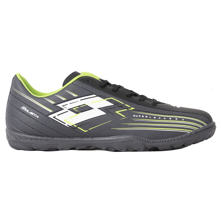 Ghete sport copii Lotto Solista 700 VII TF JR, sintetic, confortabile, pentru fotbal, baieti, negru