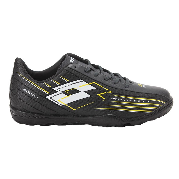 Ghete sport Lotto Solista 700 VII TF JR, fotbal, baieti, sintetic, negru, talpa TF