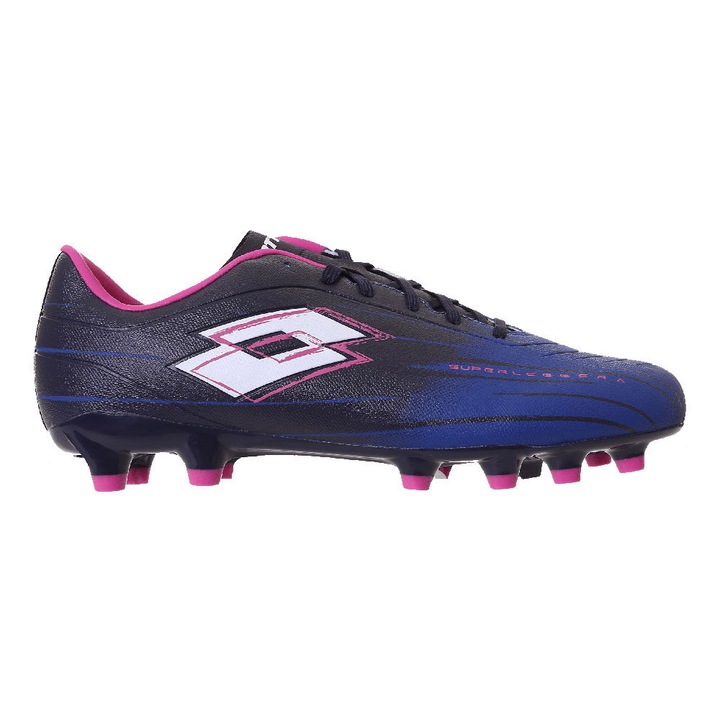 Pantofi sport barbati Lotto Solista 700 IX FG, negru/albastru, sintetic, pentru fotbal, cu crampoane multidirectionale