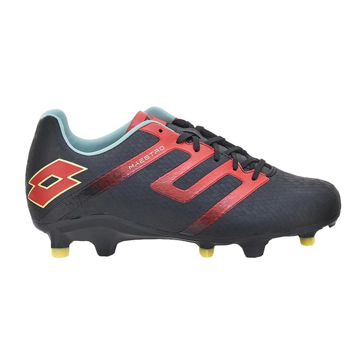 Ghete fotbal, Lotto, sintetic, negru/rosu, 32