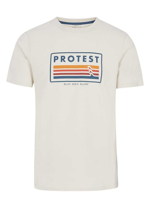 Tricou barbati Protest, model Barn, croiala regulata, alb, bumbac