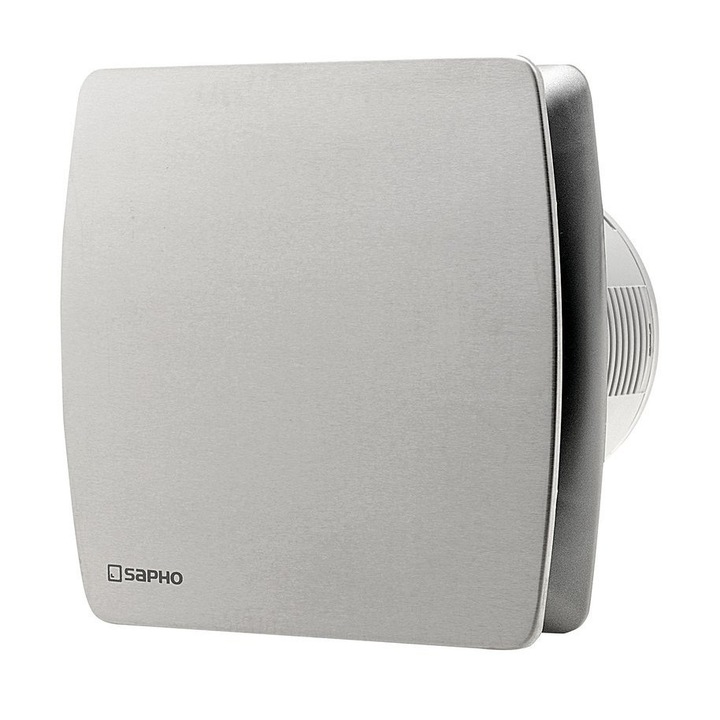 Ventilator axial de baie Sapho LEX, 15W, conducta de 100 mm, otel inoxidabil