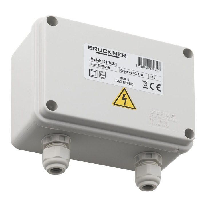 Bruckner tápegység 1-10 piszoár öblítőhöz, 230V/6V DC, 15W, IP56