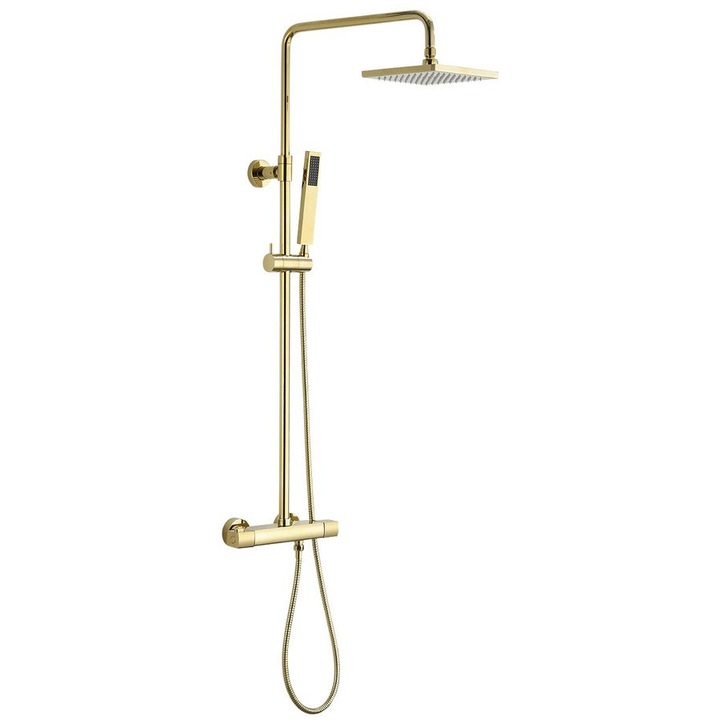 Душ колона Sapho, с термостатичен смесител, златиста, 295x1334 мм, система против усукване, PVD