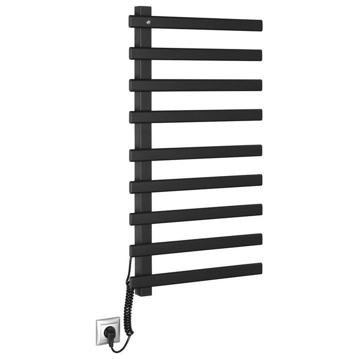 Suport electric pentru prosoape, Sapho, ELCOR, 128 W, negru mat, 480x920x50 mm