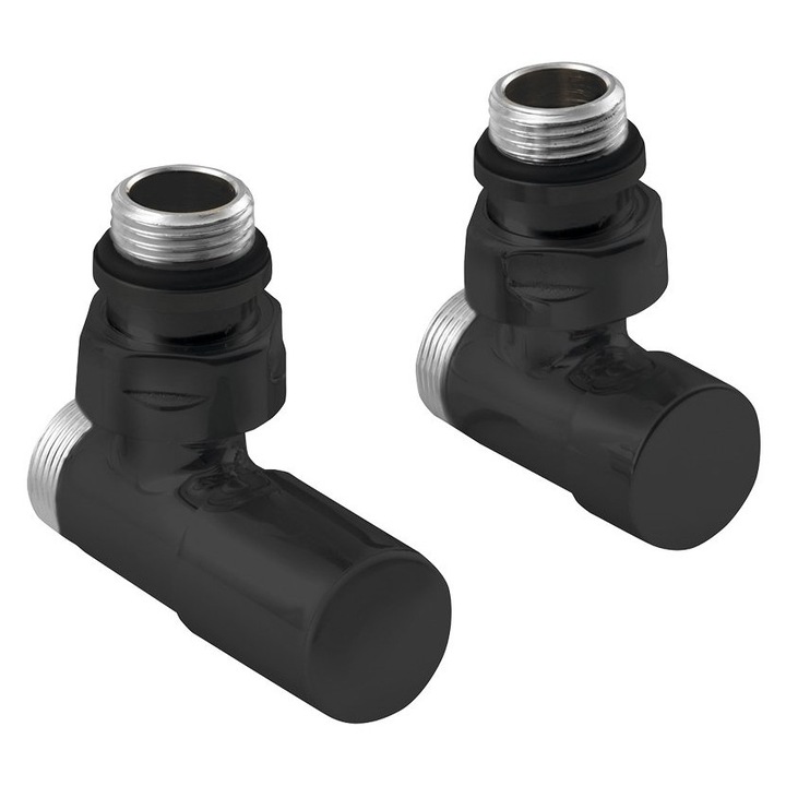 Комплект отоплителни аксесоари, Sapho, Конектори, ръчни, матово черно, 1 бр.